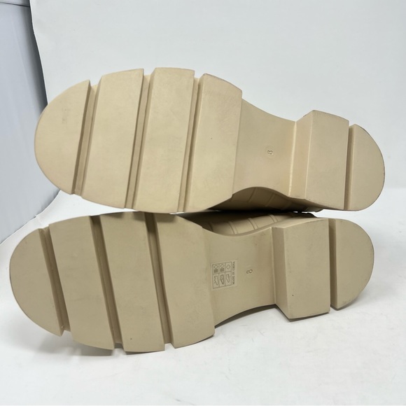 NWT PrettyLittleThing Cream Chunky Welly Style Chelsea Boots Size 8 - Picture 7 of 7